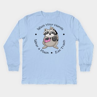 Coronavirus Prevention Mascot Raccoon Kids Long Sleeve T-Shirt